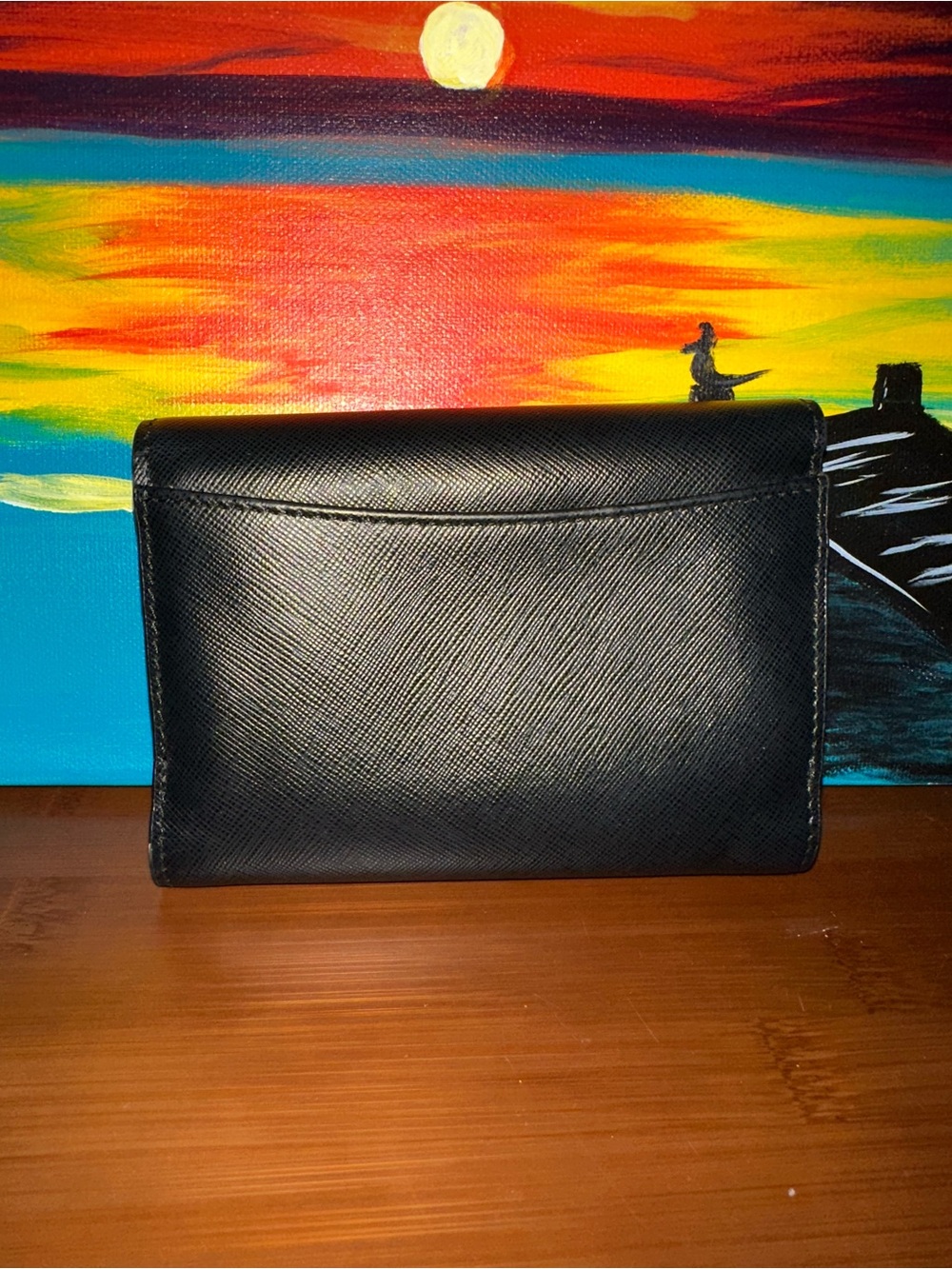 Tory Burch Black Saffiano Leather Logo Compact Wallet - Picture 2 of 10